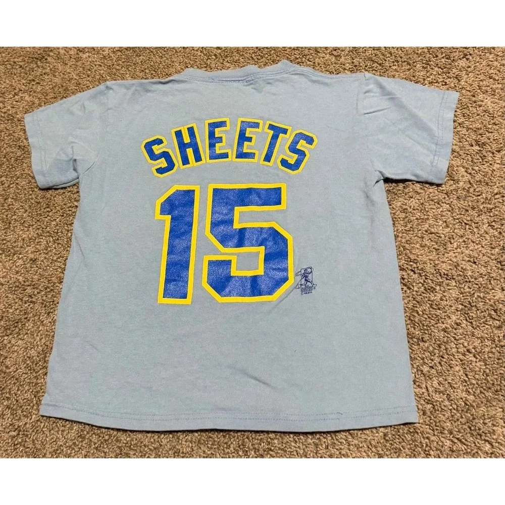 Vintage Milwaukee Brewers Ben Sheets #15 T Shirt Youth Small MLB Baseball